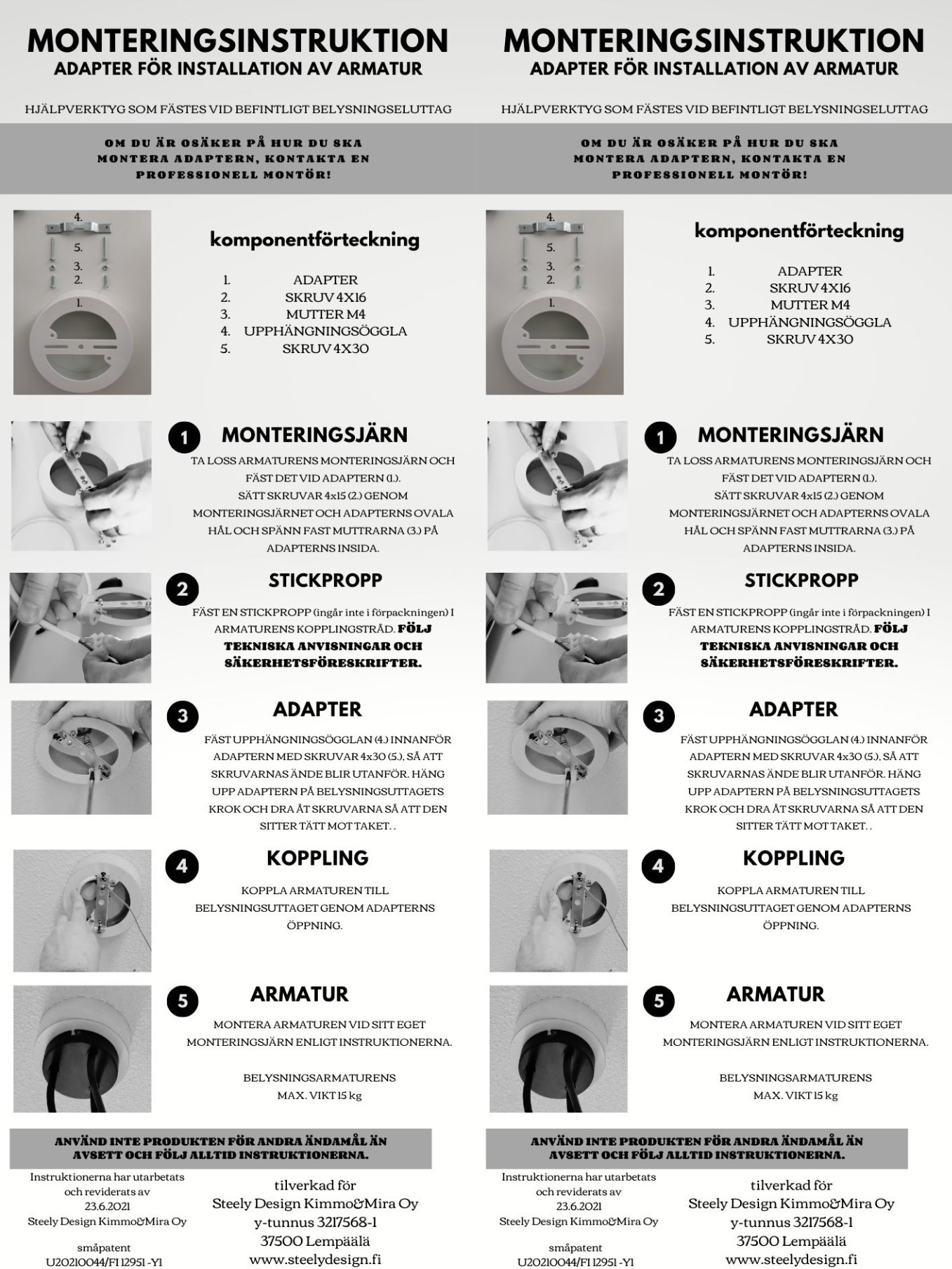 Steely Design Light kinnitusadapter, 130 mm, must - Image 5