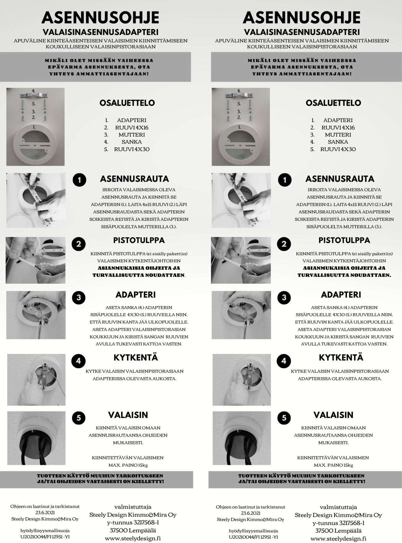 Steely Design Light kinnitusadapter, 130 mm, must - Image 4