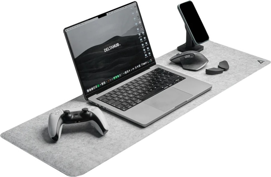 Deltahub minimalistlik lauaalus, 30 x 90 cm, helehall - Image 2