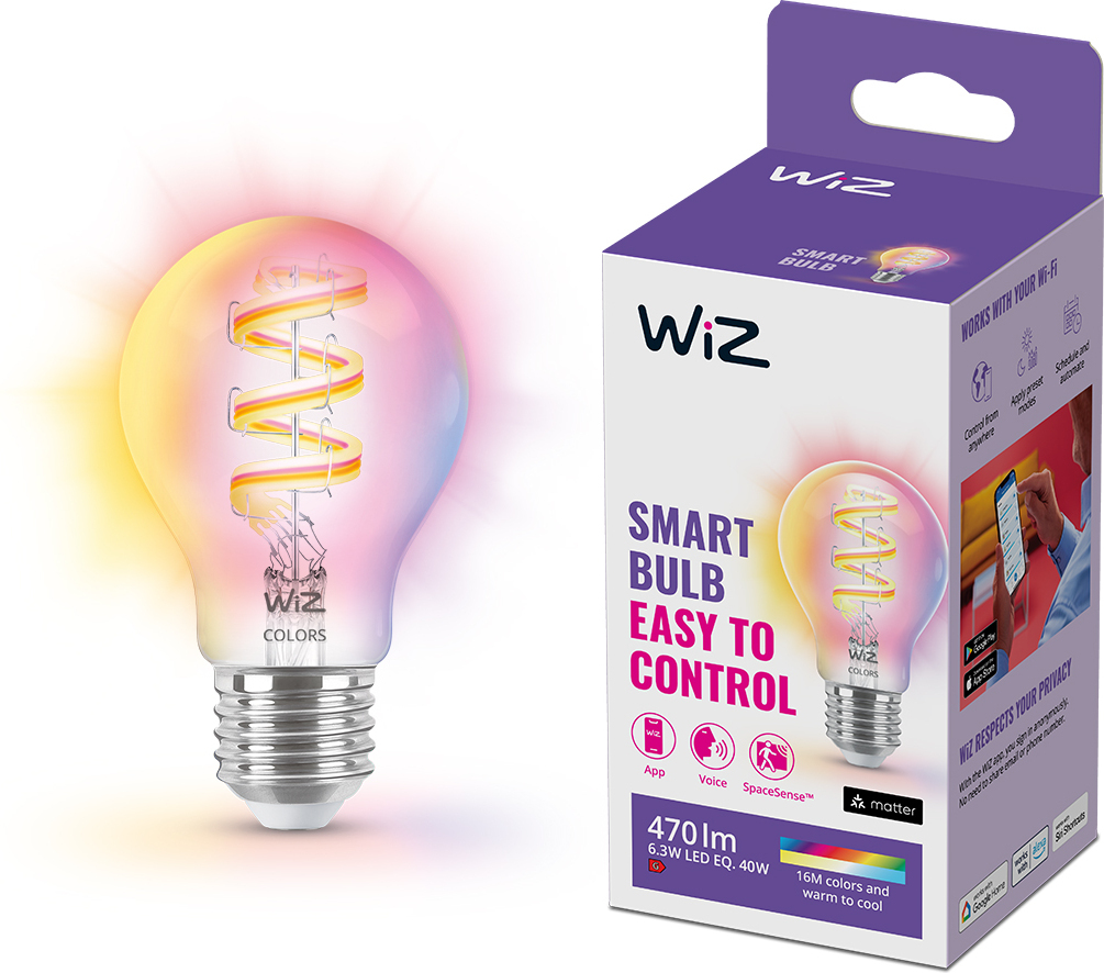 WiZ nutipirn, E27, A60, RGB, Wi-Fi, 2200-6500 K, 470 lm, läbipaistev, 1 tk - Image 3