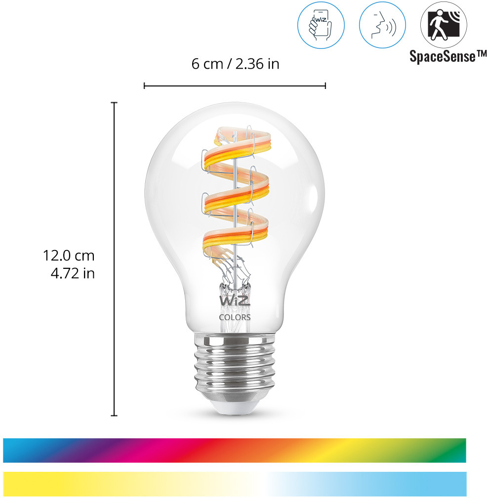 WiZ nutipirn, E27, A60, RGB, Wi-Fi, 2200-6500 K, 470 lm, läbipaistev, 1 tk - Image 5