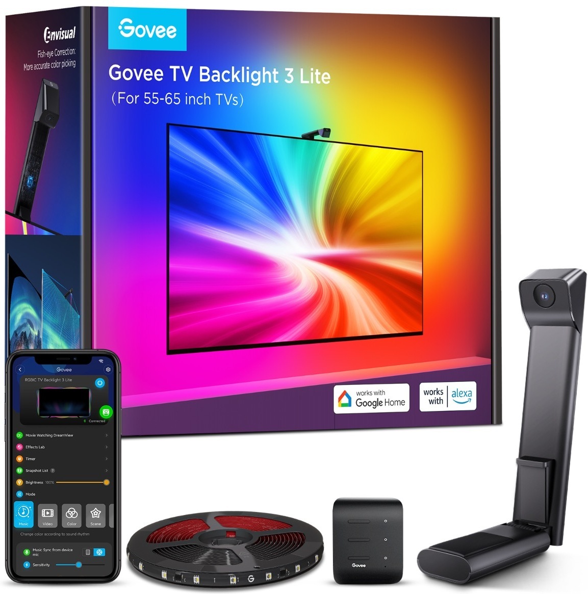 Govee teleri taustvalgustusega 3 Lite LED-valgusriba, 55–65" teleritele
