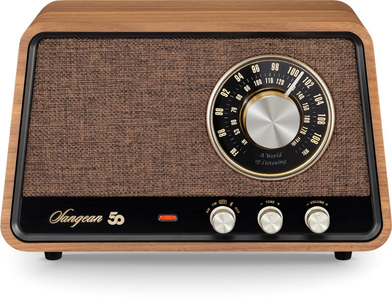 Sangean WR-101 lauaraadio, Bluetooth, vintage pähklipuu