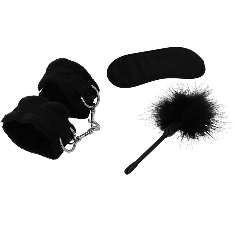 FETISH EROTIC PLAYSET 2 WITH HANDCUFFS, BLIND MASK AND TICKLER - Image 2