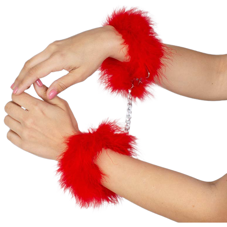 RED MARABOU HANDCUFFS - Image 4