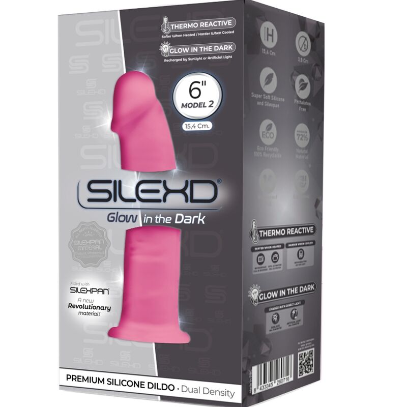 MODEL 2 REALISTIC PENIS PREMIUM SILEXPAN SILICONE FLUORESCENT PINK 15 CM - Image 2