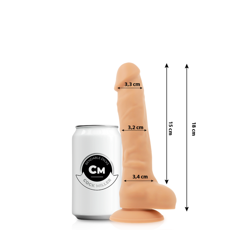 DILDO REALISTIC SILICONE DENSITY ARTICULABLE FLESH 18 CM - Image 2