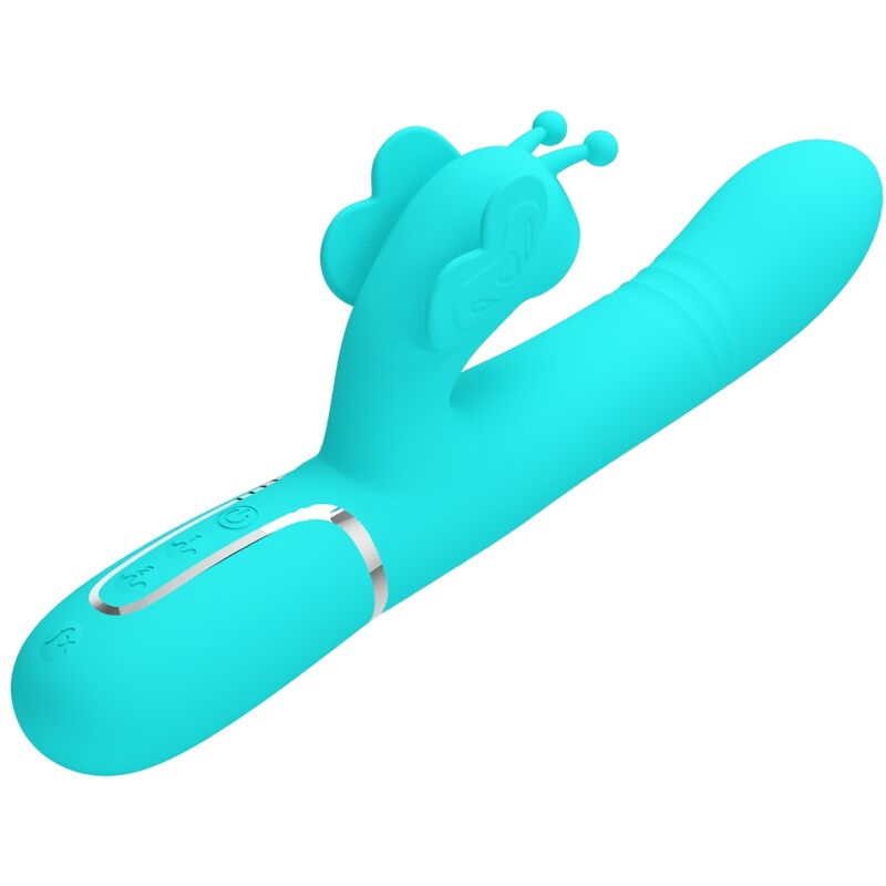 MULTIFUNCTION RABBIT VIBRATOR 4 IN 1 BUTTERFLY AQUA GREEN - Image 3