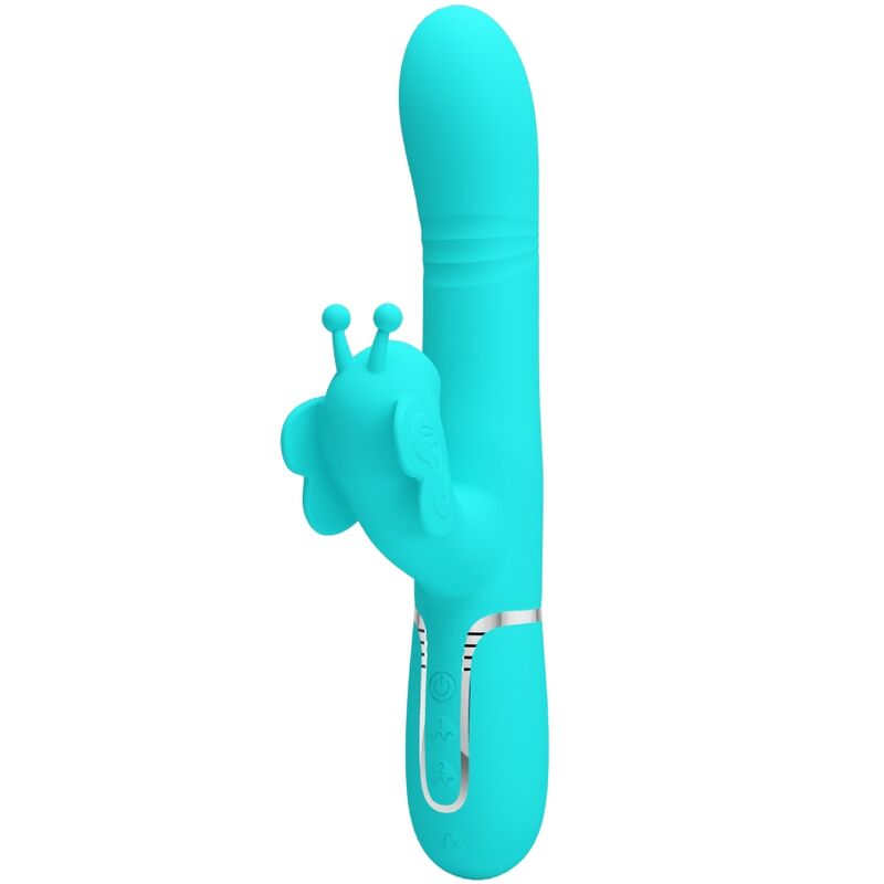 MULTIFUNCTION RABBIT VIBRATOR 4 IN 1 BUTTERFLY AQUA GREEN