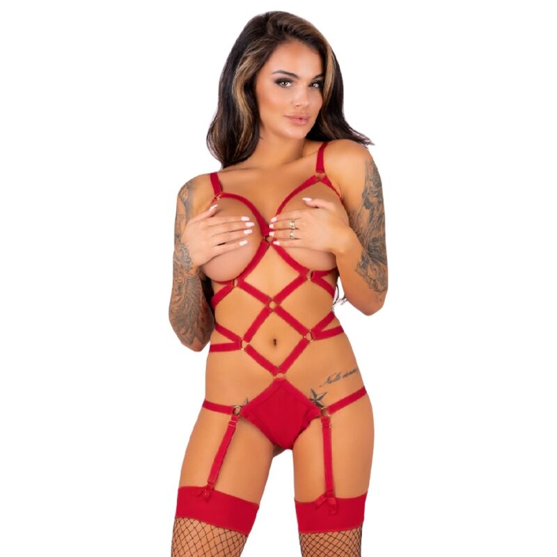 THIARA LC 20213 SET BODY + STOCKINGS RED L/XL