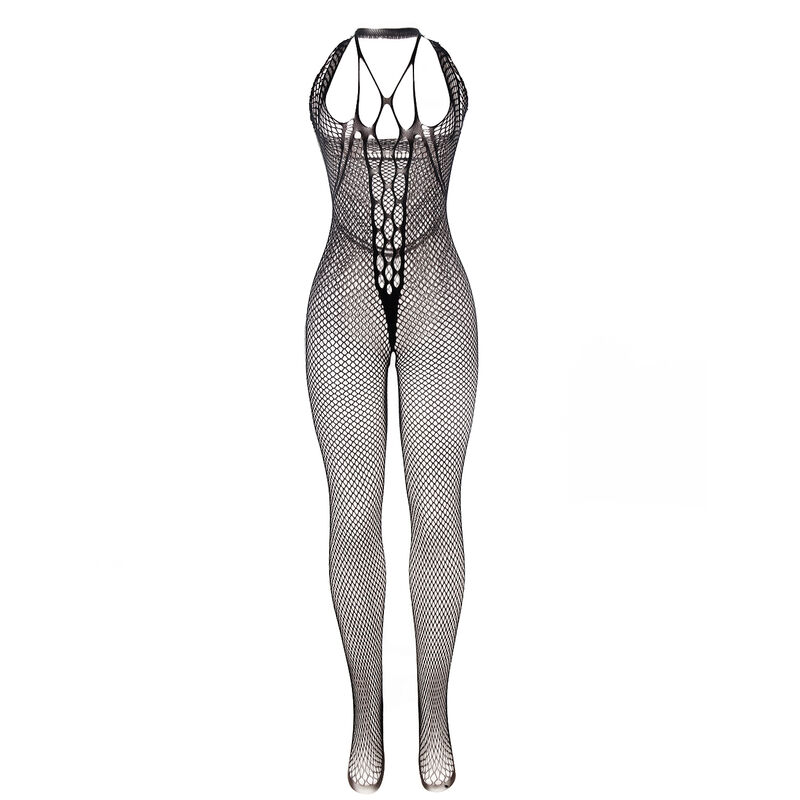 951788 LONG FISHNET BODYSTOCKING WITH STRAPS ON CHEST AND BACK BLACK ONE SIZE - Image 3