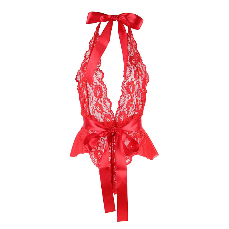 953973 SEXY BODY WITH RUFFLES + BELT RED S/M - Image 4