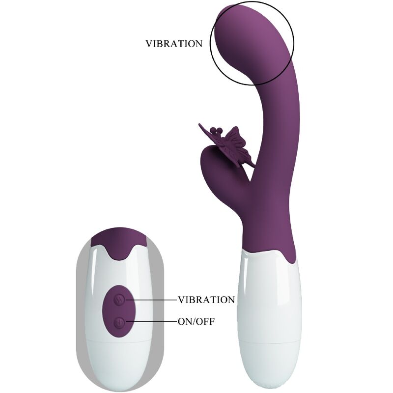 BUTTERFLY KISS RABBIT VIBRATOR & G-SPOT STIMULATOR PURPLE - Image 4