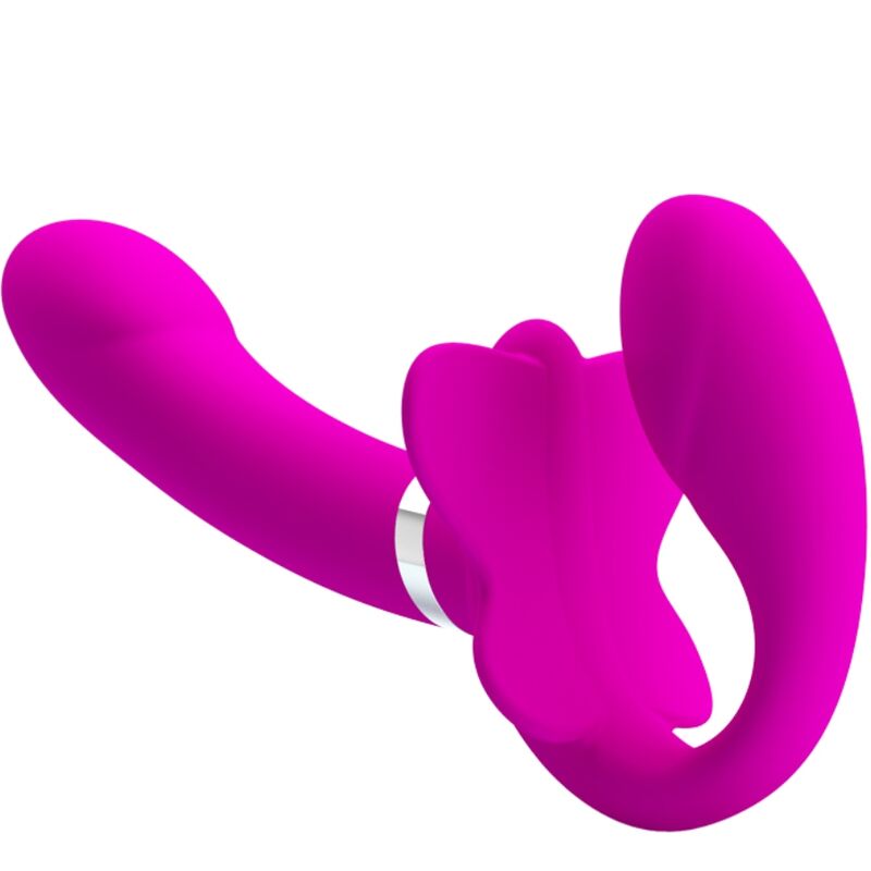 VALERIE DOUBLE STRAP-ON VIBRATOR 12 VIBRATIONS PURPLE - Image 2