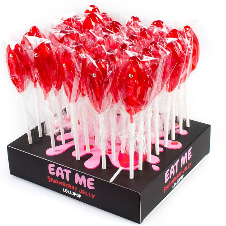 DISPLAY ASSORTMENT VAGINA LOLLIPOPS STRAWBERRY 40 UNITS