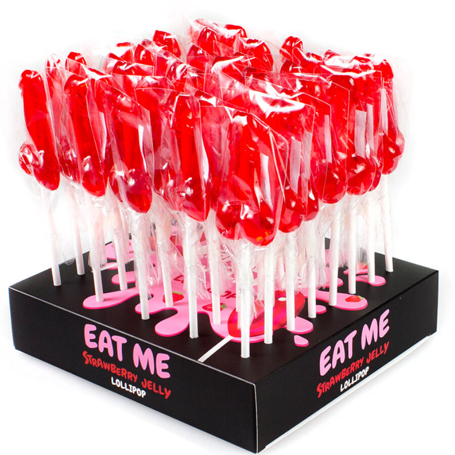 DISPLAY ASSORTMENT PENIS LOLLIPOPS STRAWBERRY 40 UNITS