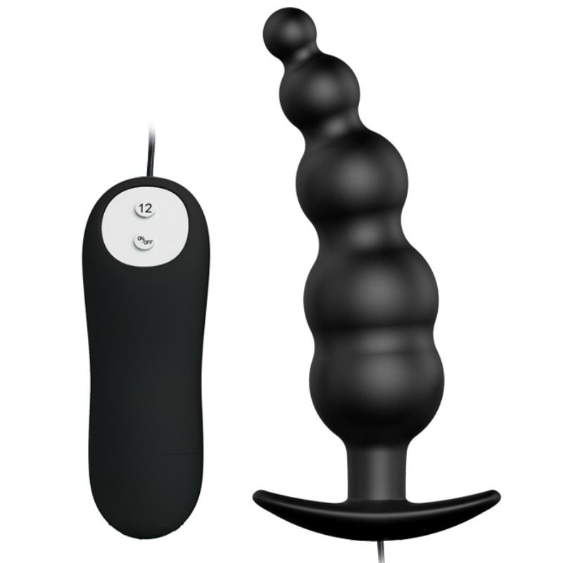 ANAL PLUG SILICONE EXTRA STIMULATION AND 12 VIBRATION MODES BLACK REMOTE CONTROL