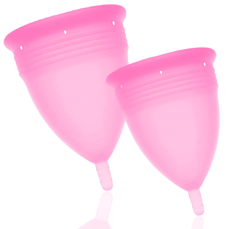 FDA SILICONE MENSTRUAL CUP PACK SIZE S + L PINK - Image 2