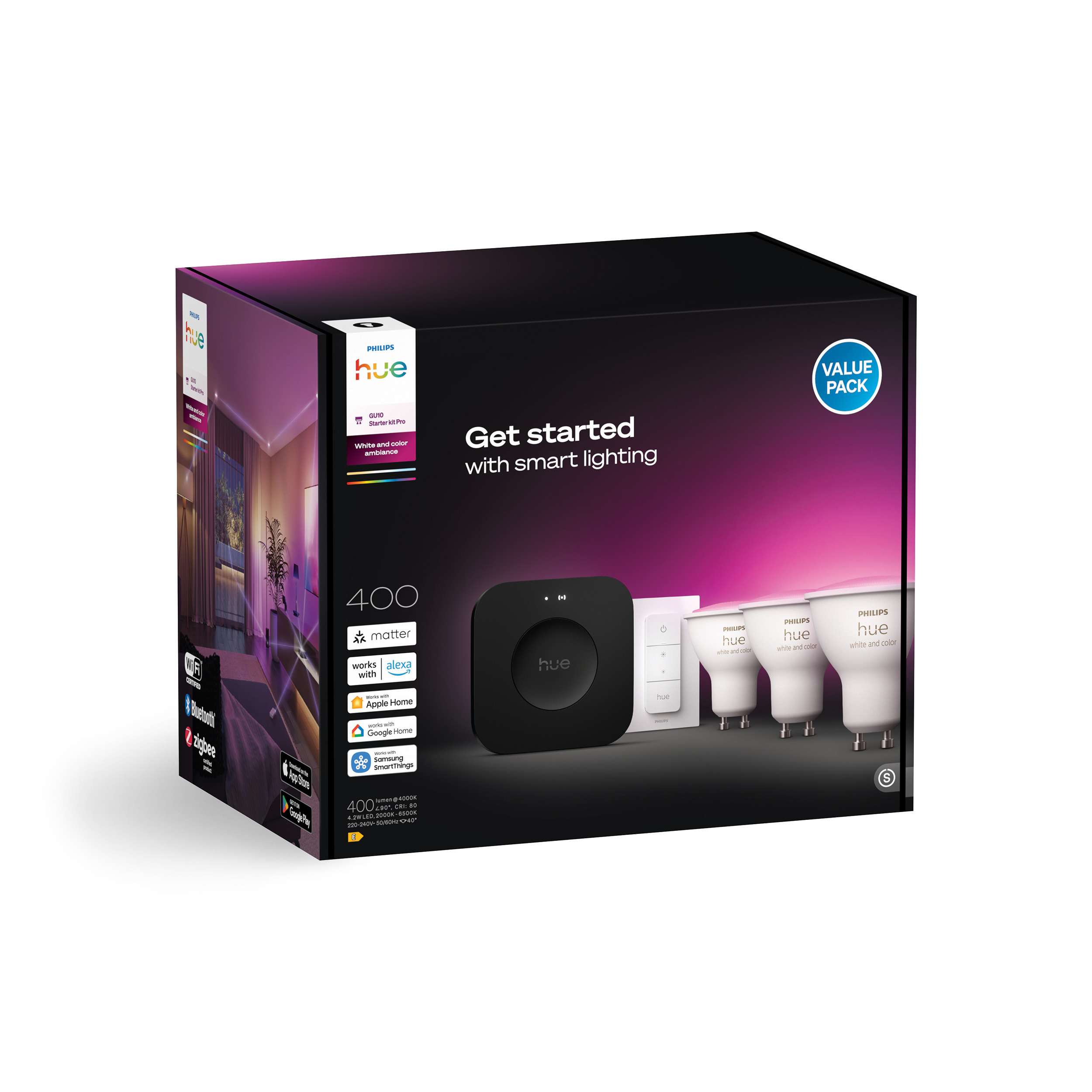 Philips Hue stardikomplekt, valge ja värviline meeleolu, GU10