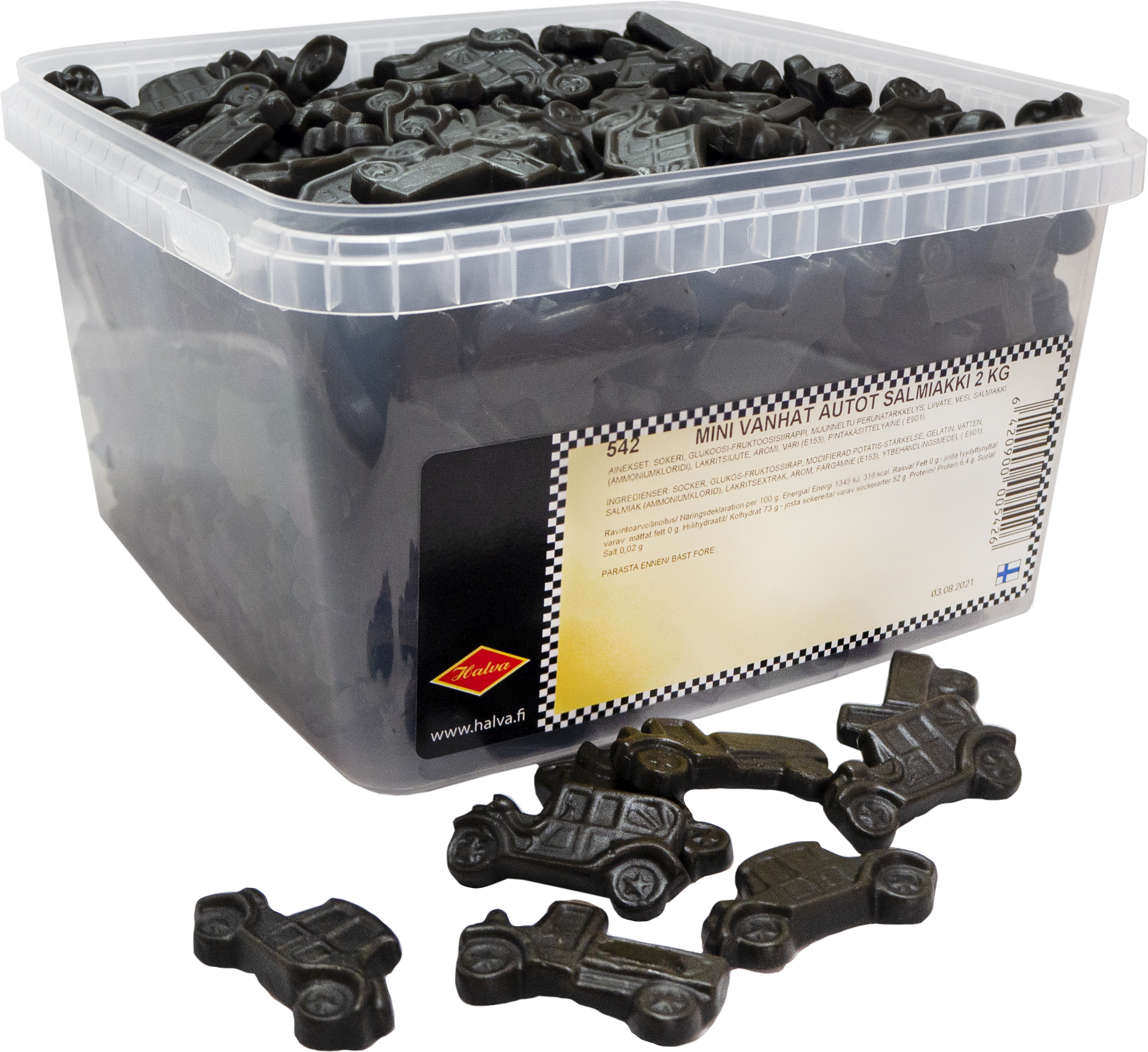 Halva Vanhat Autot Mini Salmiakki - lahtised kommid, 2 kg