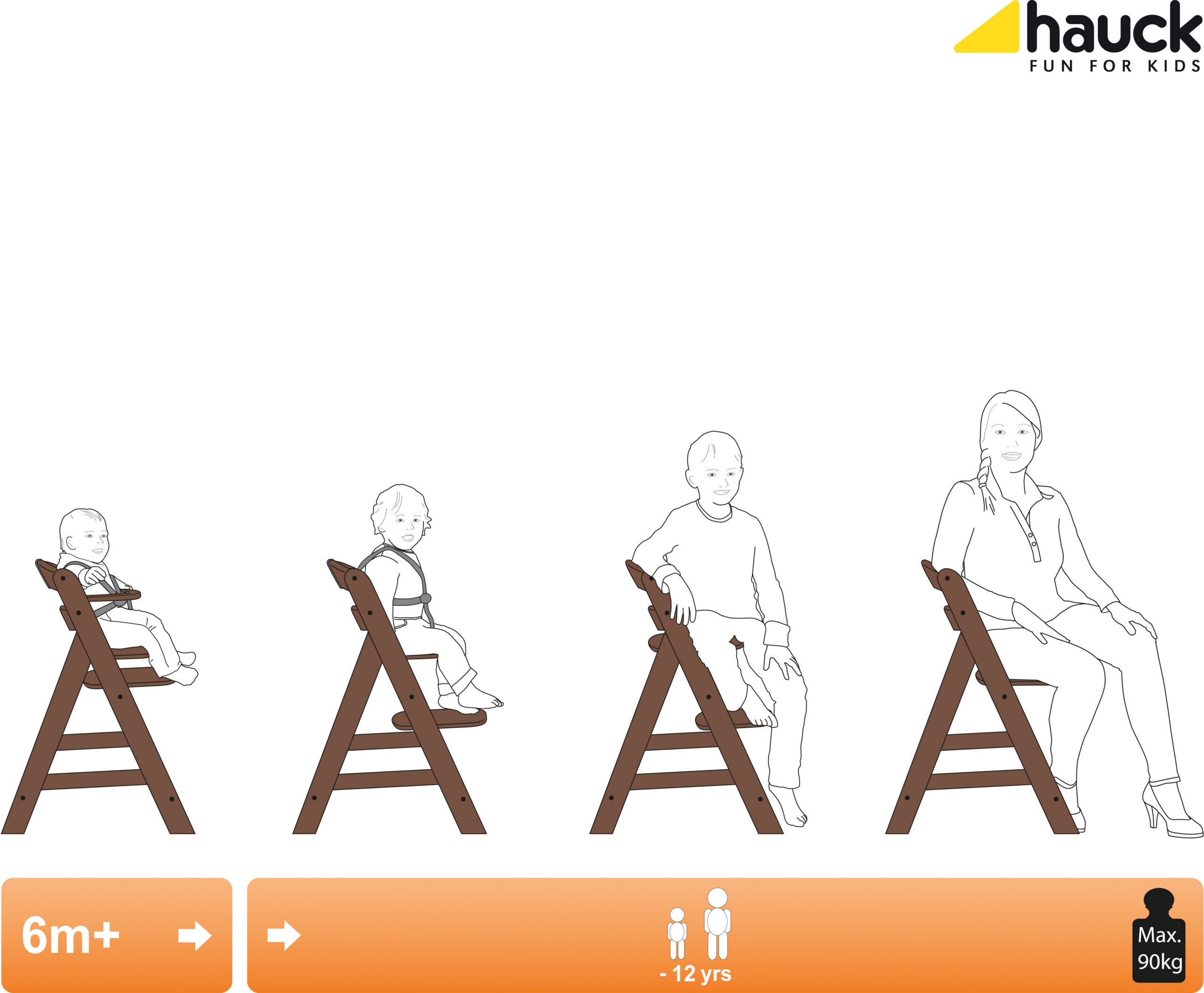 Hauck Alpha+ söögitool, pähklipuu - Image 4