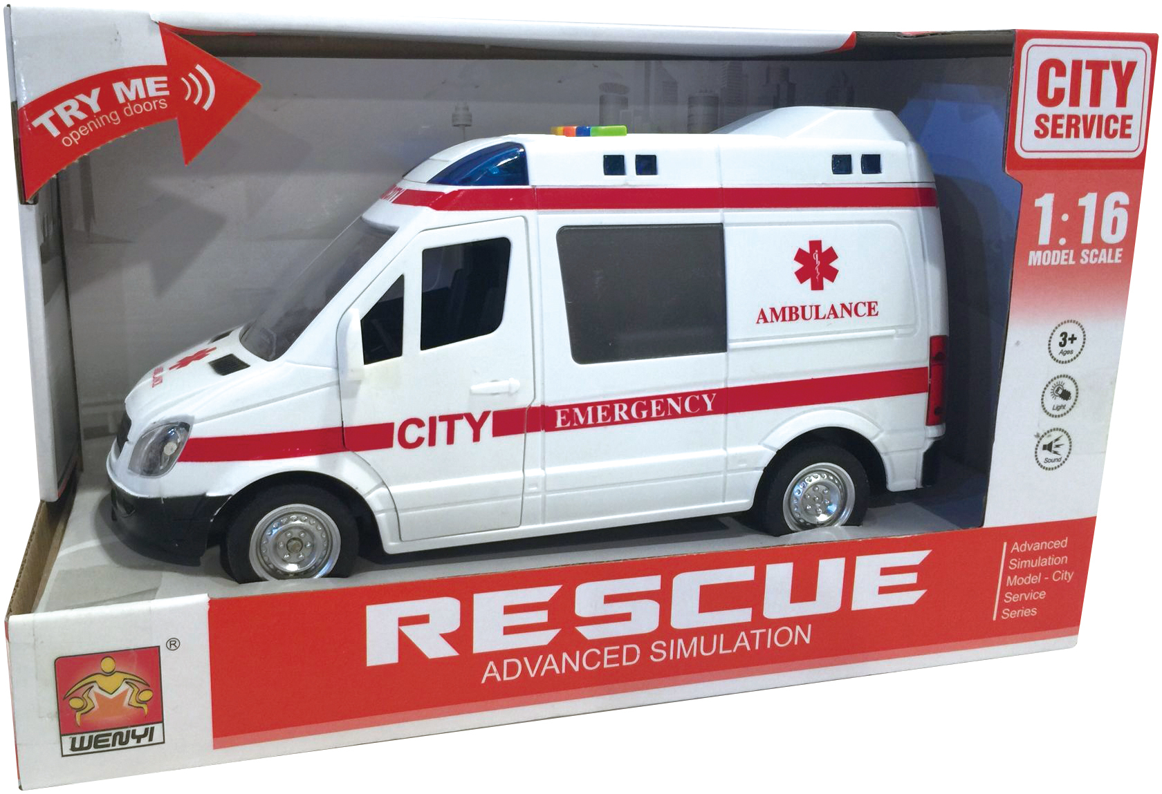 Kiirabiauto mänguasi tulede ja helidega