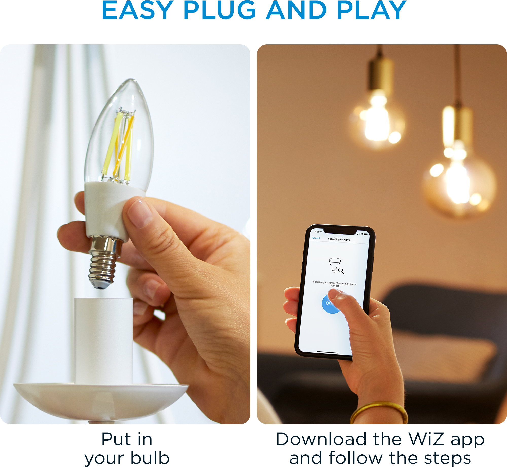 WiZ nutikas pirn, E14, läbipaistev klaas, reguleeritav valge - valged valgusvarjud, Wi-Fi, 2700-6500 K, 470 lm - Image 4