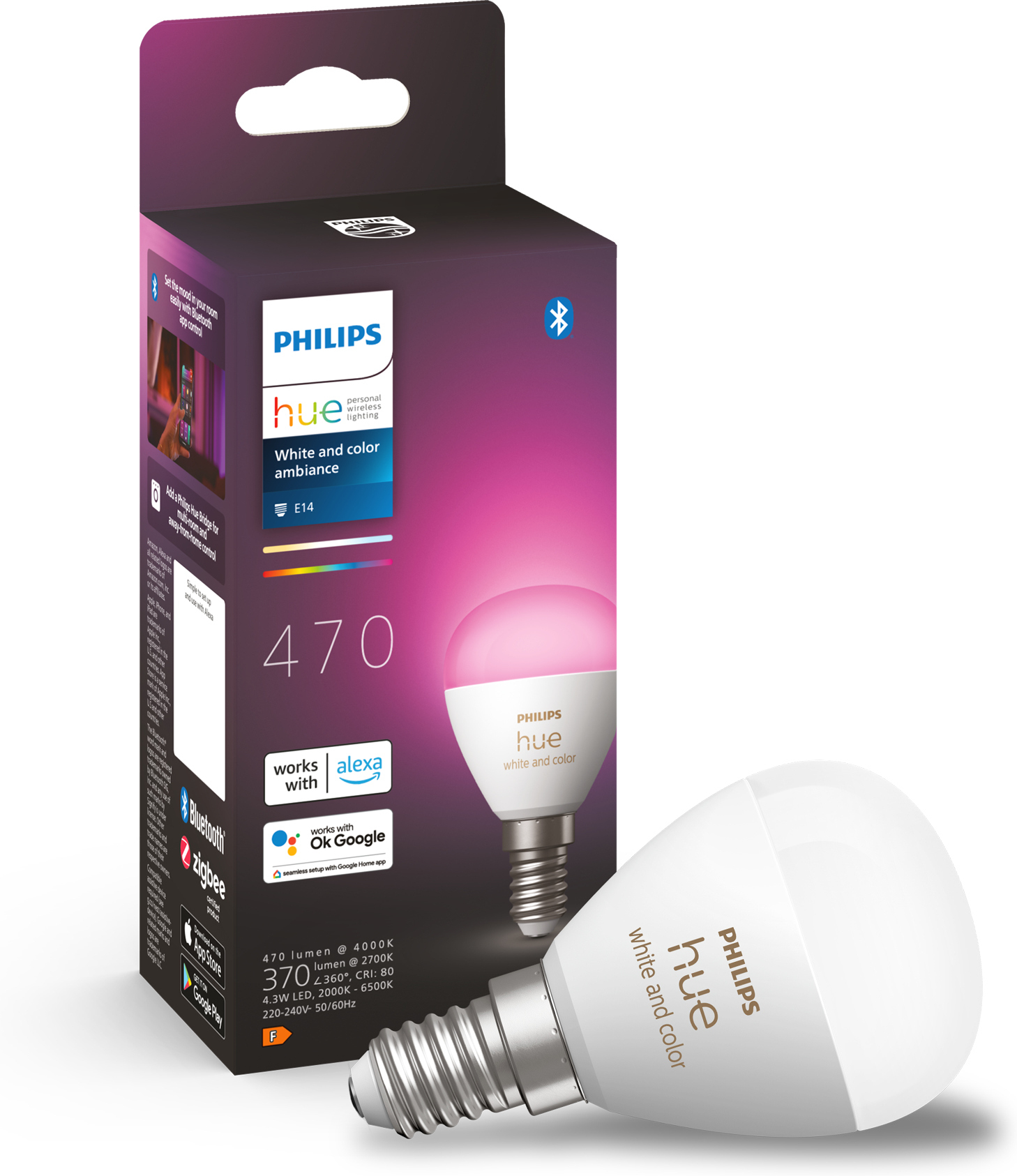 Philips Hue White and Color Ambiance nutikas pirn, E14, ümmargune, 470 lm - Image 4