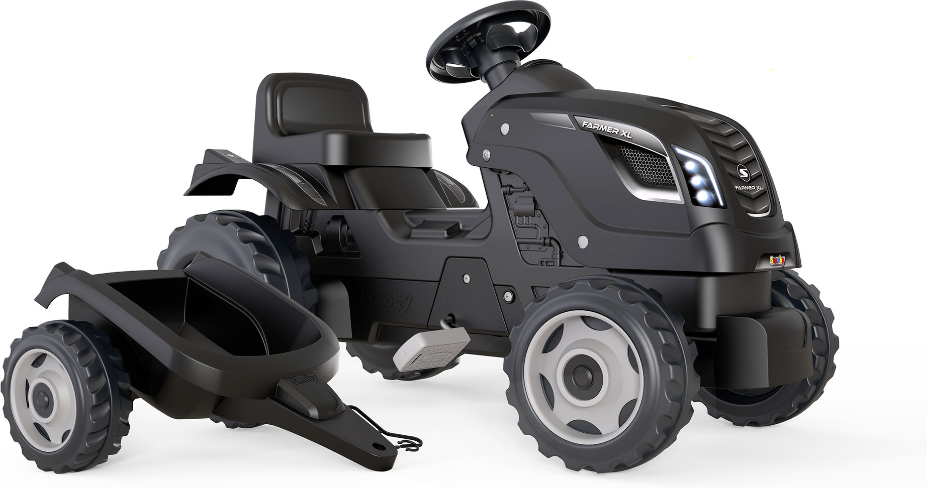 Smoby Farmer XL pedaalitraktor ja haagis, must