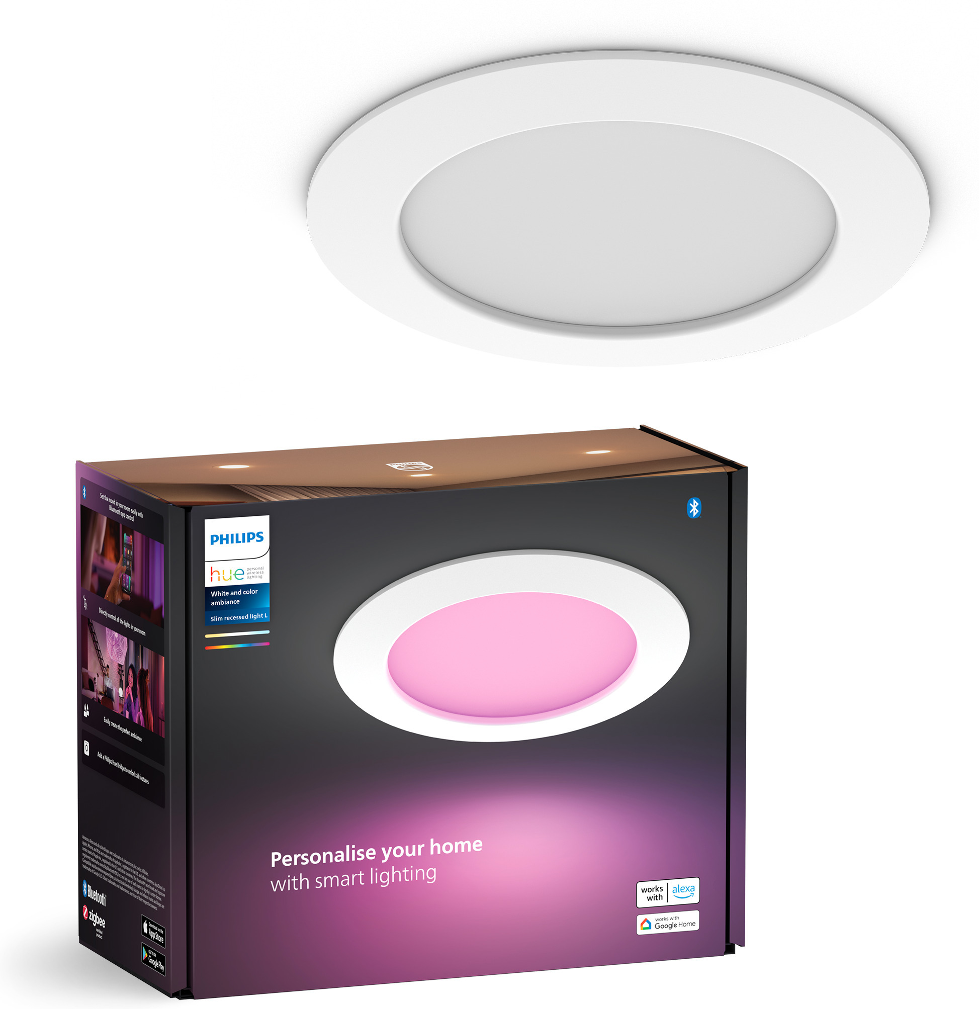 Philips Hue õhuke süvistatav valgusti L, 170 mm, valge