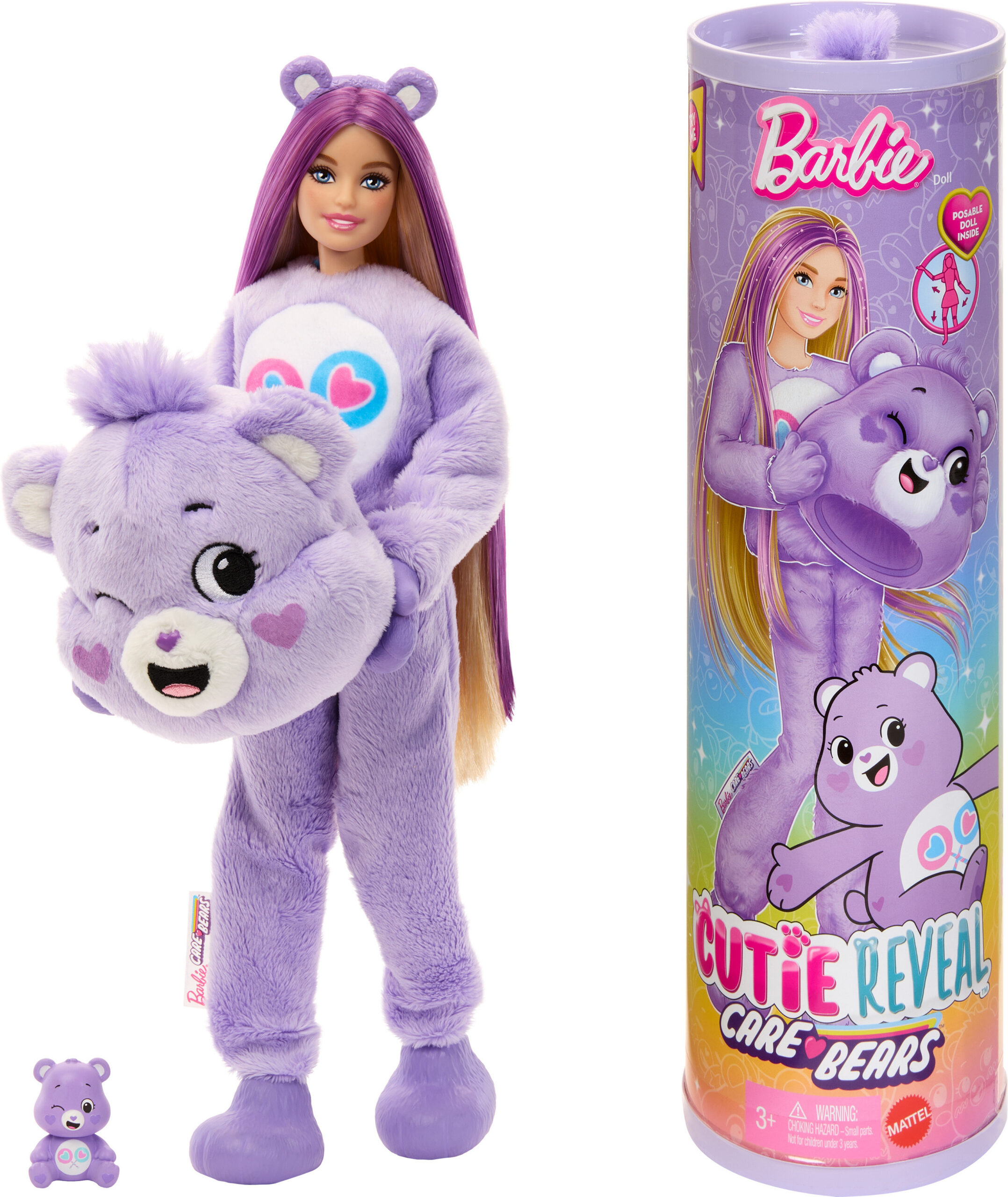 Barbie Cutie Reveal Care Bears moenukk, lilla