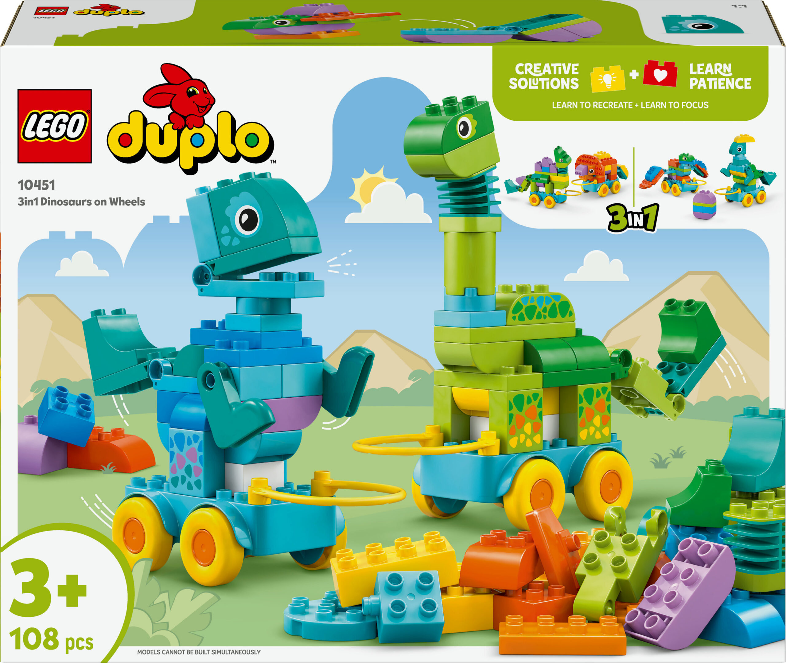 LEGO Duplo 10451 - Dinosaurused ratastel - 3in1 komplekt