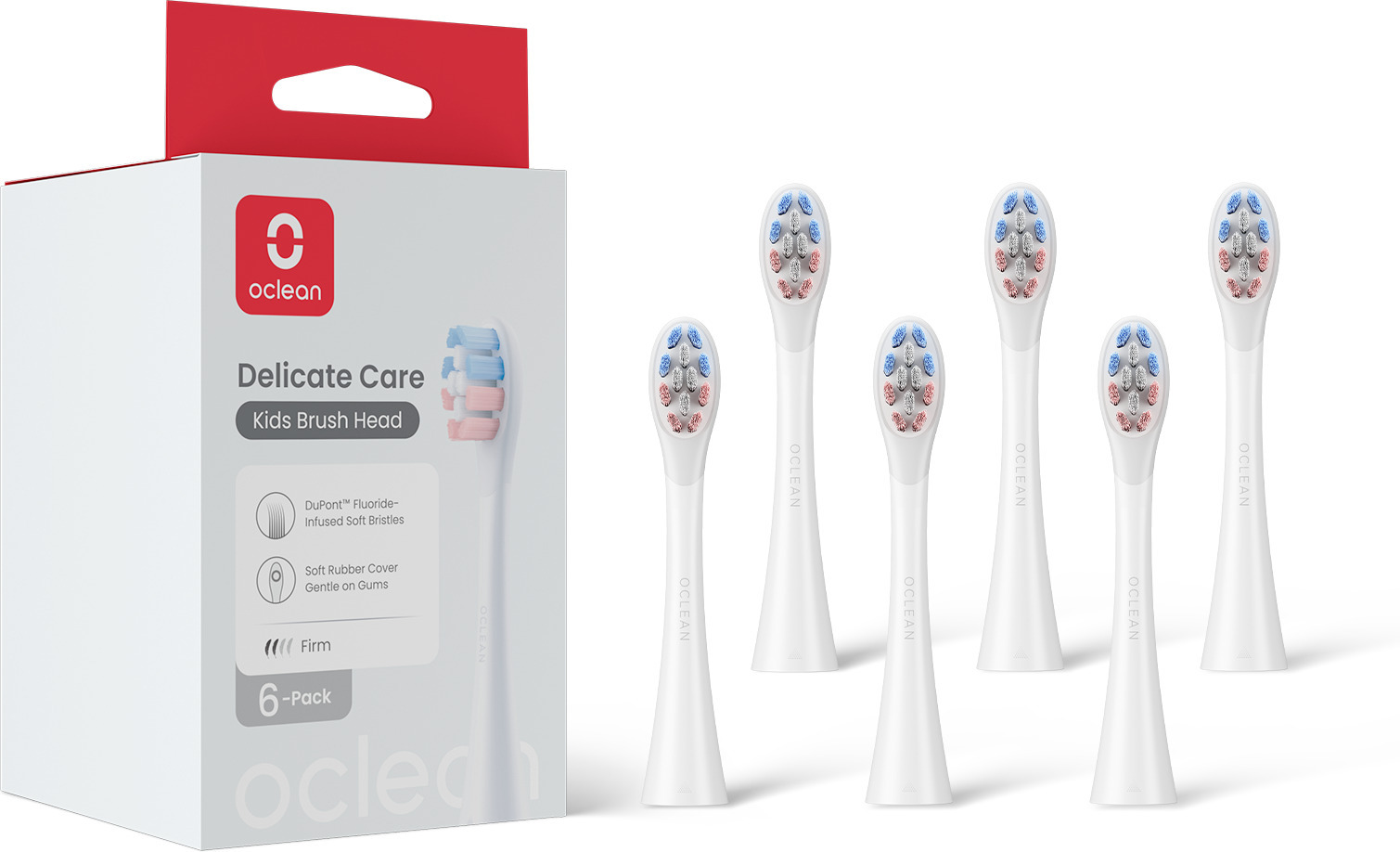 Oclean Delicate Care Kids laste hambaharjapead, 6 tk, valged