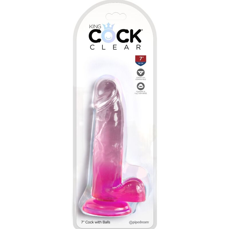 CLEAR REALISTIC PENIS WITH BALLS 15.2 CM PINK - Image 2