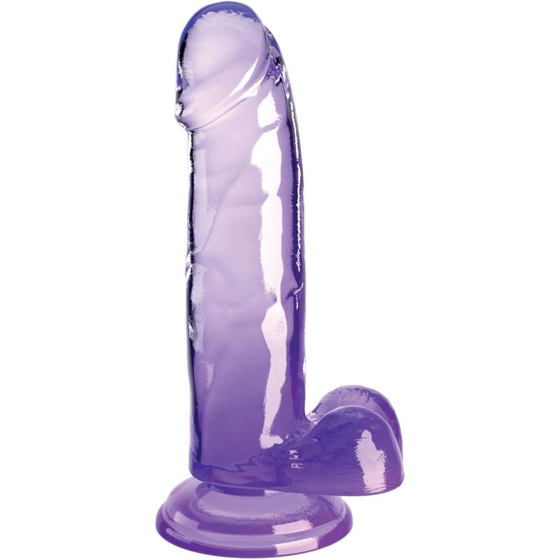 CLEAR REALISTIC PENIS WITH BALLS 15.2 CM PURPLE
