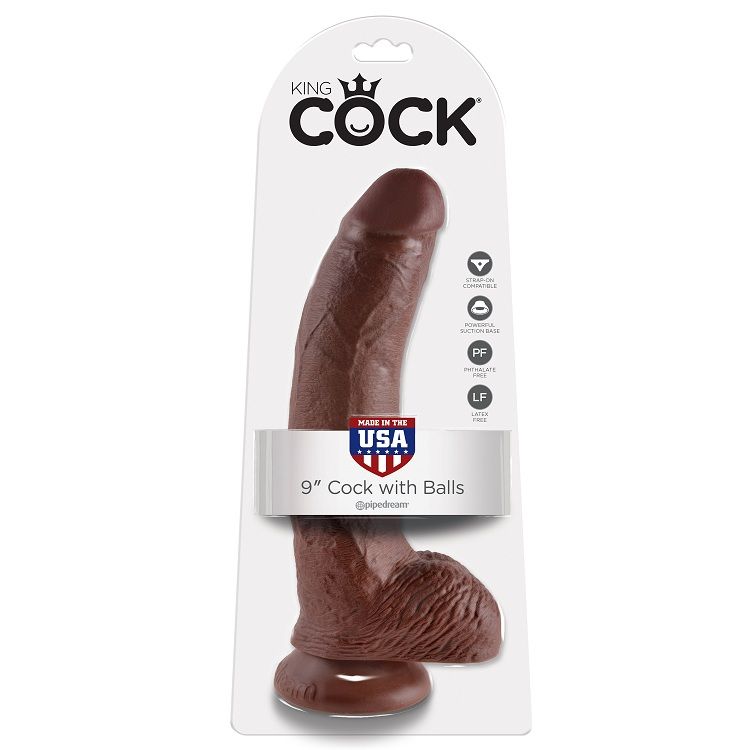 9 DILDO BROWN WITH BALLS 22.9 CM