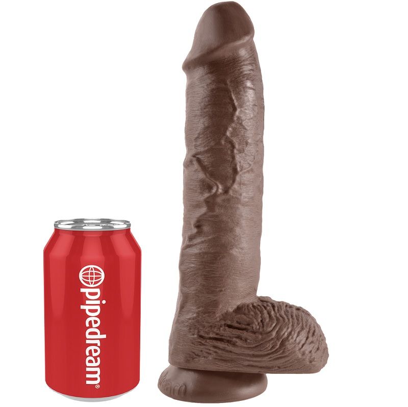 10 DILDO BROWN WITH BALLS 25.4 CM - Image 3