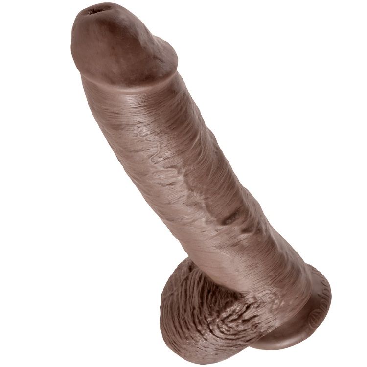 10 DILDO BROWN WITH BALLS 25.4 CM - Image 4