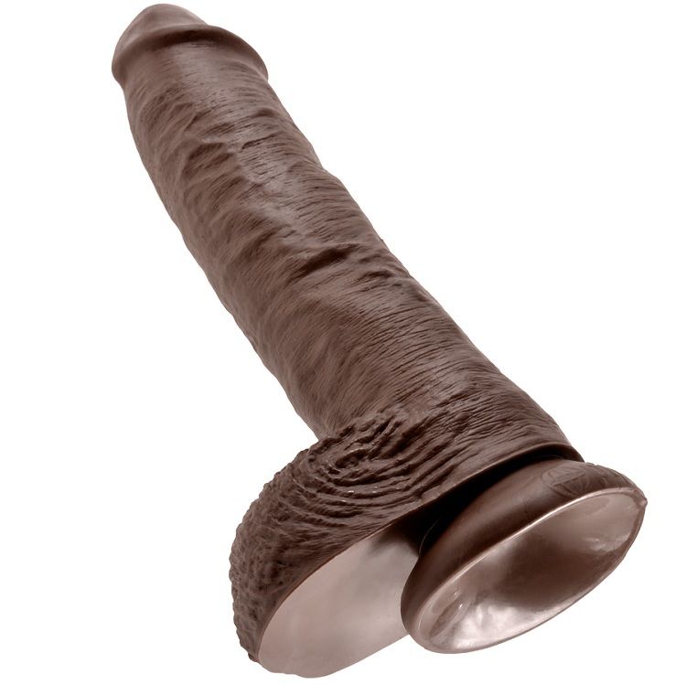 10 DILDO BROWN WITH BALLS 25.4 CM - Image 5
