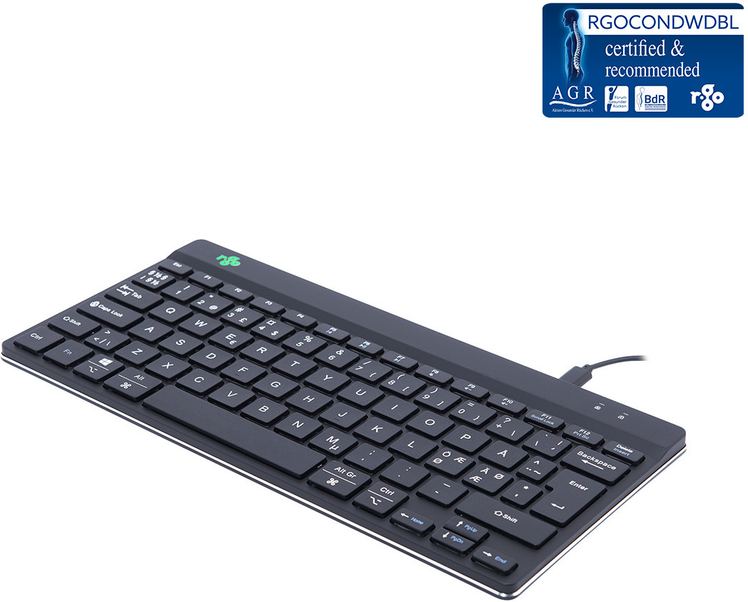 R-Go Compact Break ergonoomiline klaviatuur, juhtmega, must