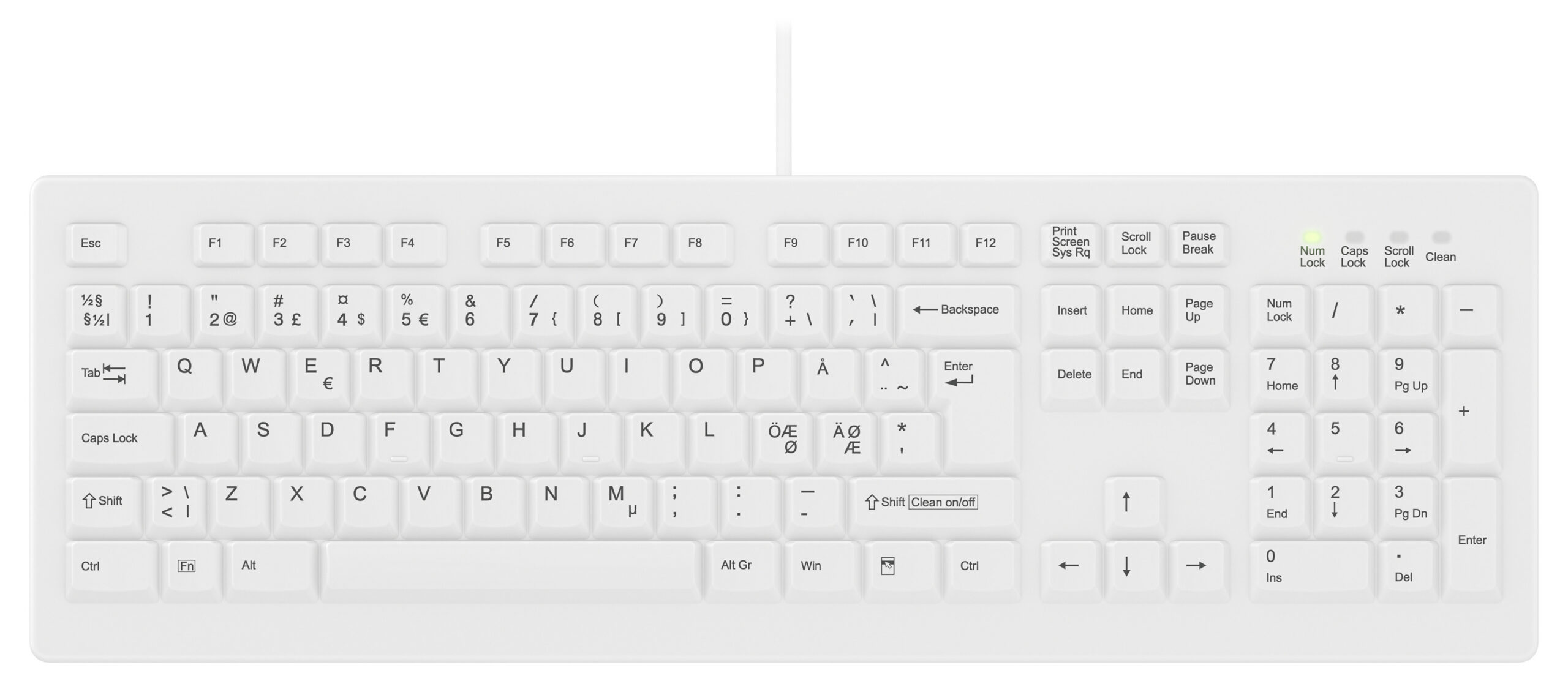 Contour Active Key ClassicClean meditsiiniline klaviatuur, PN C8100 klaviatuur, valge