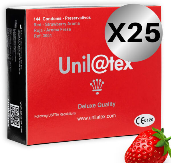 UNILATEX - RED / STRAWBERRY PRESERVATIVES PACK 25 X 144 UNITS