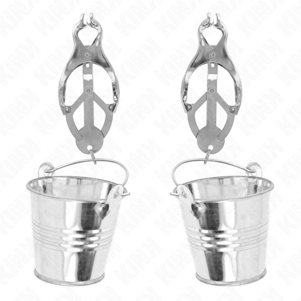 KINK - JAPANESE CLOVER NIPPLE CLAMPS WITH BUCKETS SILVER