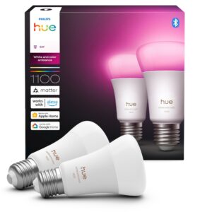 Philips Hue LED nutipirn, valge ja värviline meeleoluvalgus, E27, 1100 lm, 2 tk pakis