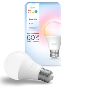 Philips Hue Essential nutikas pirn, valge ja värviline meeleoluvalgus, E27, 806 lm