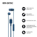 Sony IER-EX15C kõrvasisesed kõrvaklapid, USB-C, sinised - Pilt 2