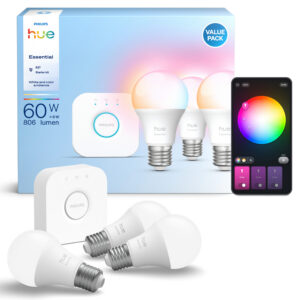 Philips Hue Essential stardikomplekt, E27 nutikas pirn, 3 tk