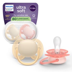 Philips Avent Ultra soft -tutti, 0–6 kk, 2 kpl/pakkaus, keltainen/oranssi, 80 % kasvipohjaisia materiaaleja