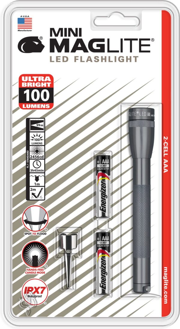 Mini Maglite AAA LED -taskulamppu, 100 lm, harmaa - Pilt 4