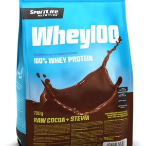 SportLife Whey100 Stevia Raw Cocoa vadakuproteiin, 700 g